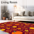 Autumn Leaf Pumpkin Swirl Crimson Rug