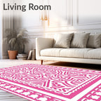 Bold Pink Geometric Labyrinth Rug
