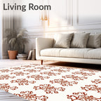 Crimson Curlicue Scroll Repeat Rug