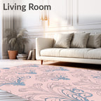 Pale Pink Blue Acanthus Scrolls Rug