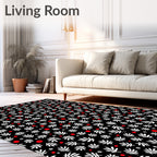 Whimsical White Foliage Red Dots Rug