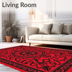 Bold Crimson Floral Medallion Rug