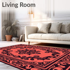 Coral Floral Symmetry Border Rug