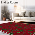 Crimson Vine Leaf Botanical Rug