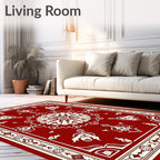 Crimson Cream Intricate Floral Medallion Rug