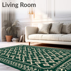 Emerald Ivory Intricate Floral Lattice Rug