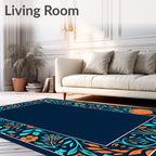 Autumn Pumpkin Floral Border Rug