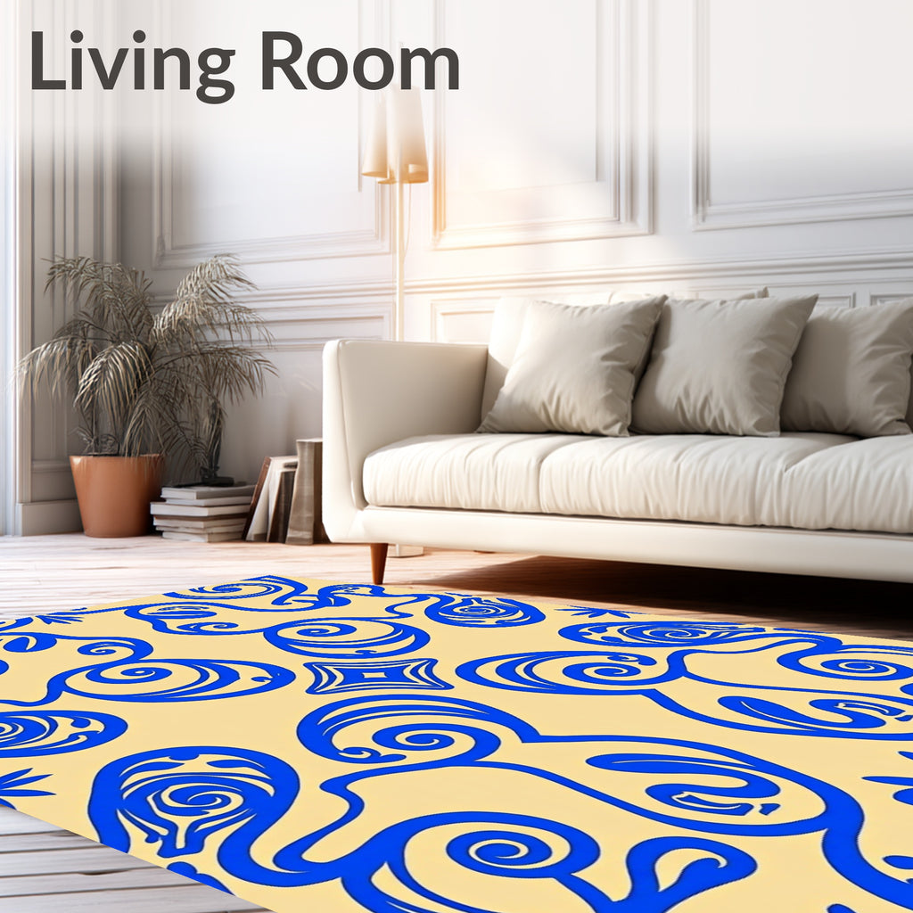 Regal Blue Vine Scroll Rug