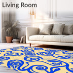 Regal Blue Vine Scroll Rug