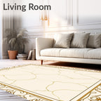 Golden Cream Marble Flourish Frame Rug