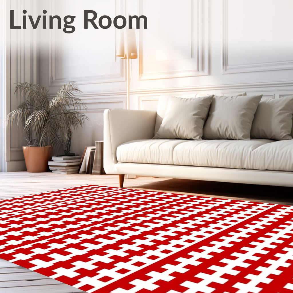 Bold Red Geometric Stripe Rug