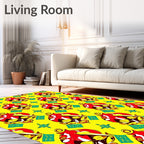 Bold Red Golden Lantern Motif Rug
