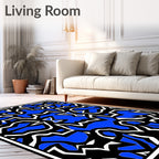 Bold Blue Abstract Fractal Mirror Rug