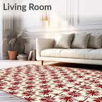 Crimson Floral Geometric Arrangement Rug