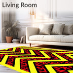 Bold Yellow Red Tribal Chevron Rug