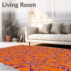 Orange Red Swirling Abstract Medallion Rug
