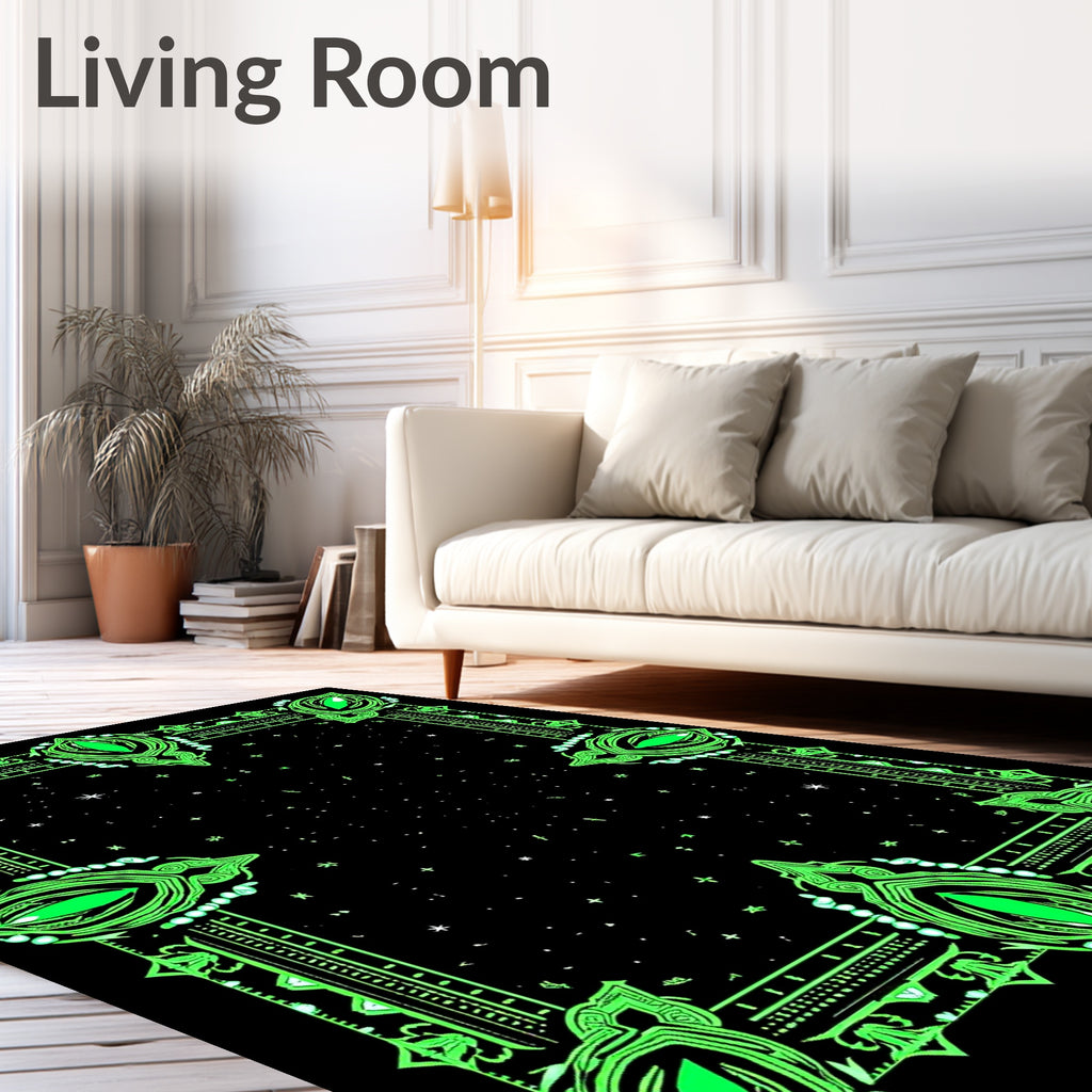 Emerald Eye Border Night Sky Rug