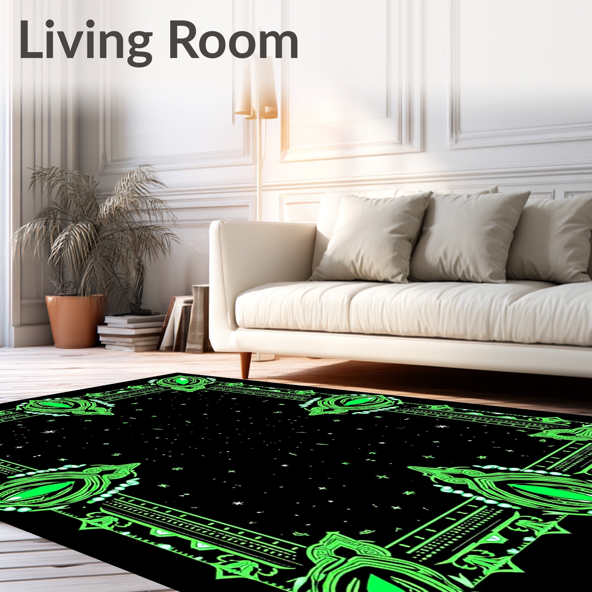 Emerald Eye Border Night Sky Rug