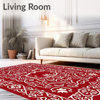 Crimson White Folk Animal Medallion Rug