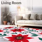 Bold Red Floral Sprig Accents Rug