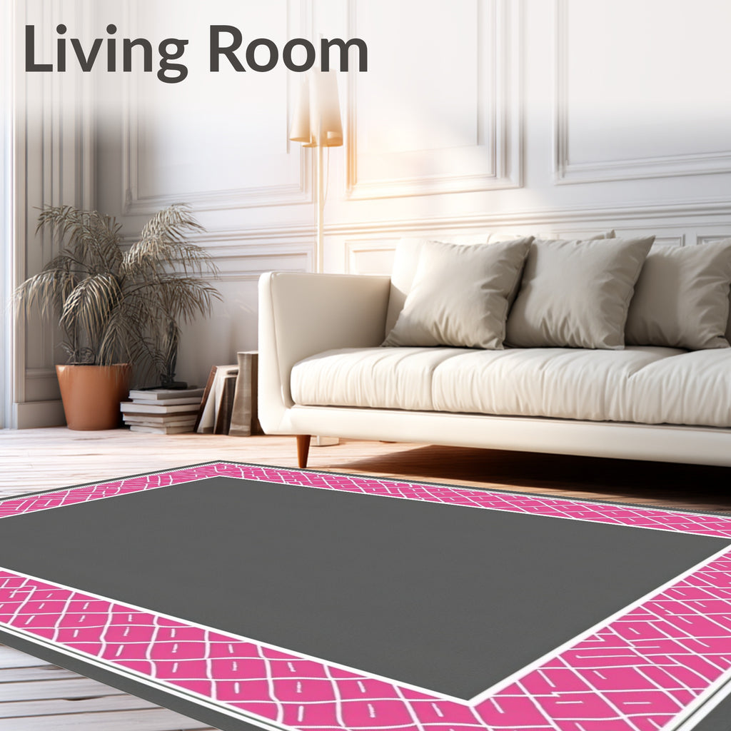 Bright Pink Woven Net Border Rug