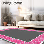 Bright Pink Woven Net Border Rug