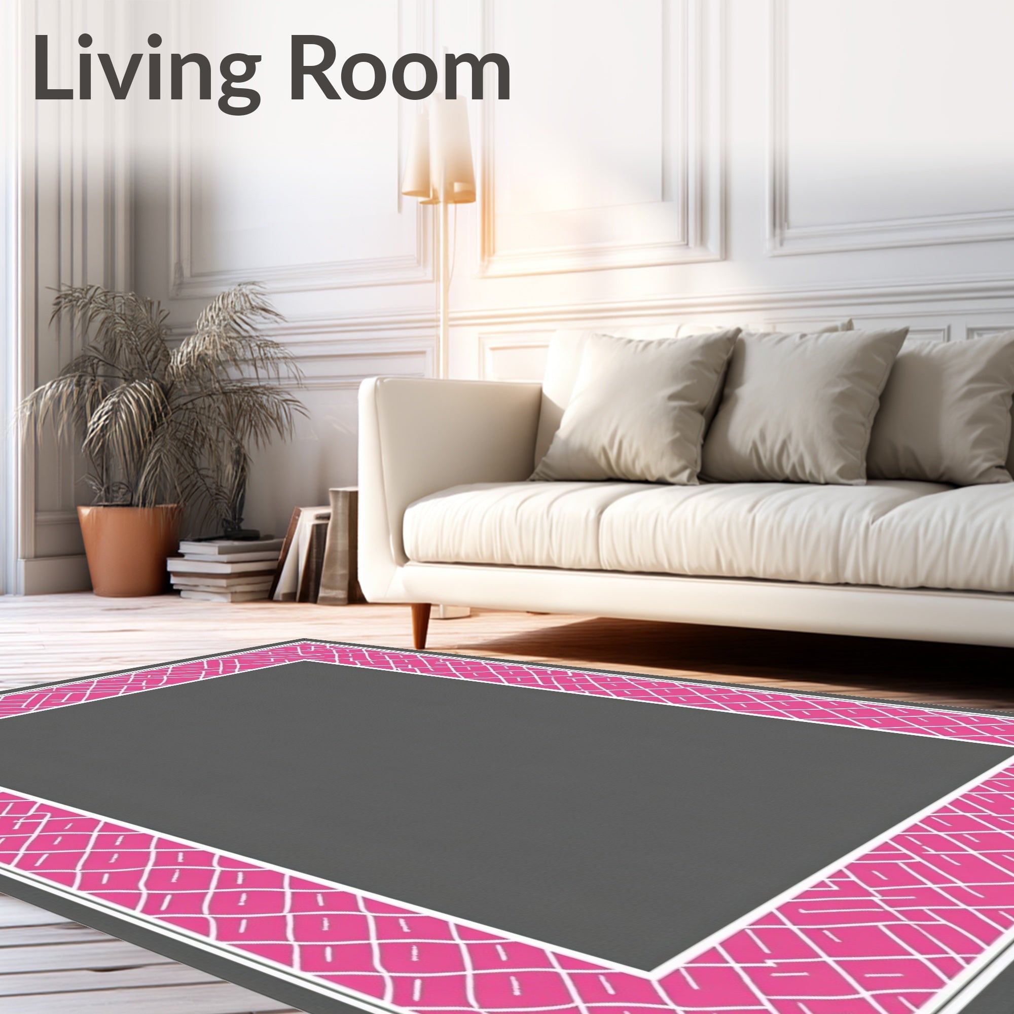 Bright Pink Woven Net Border Rug
