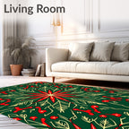 Emerald Red Gold Starburst Floral Rug