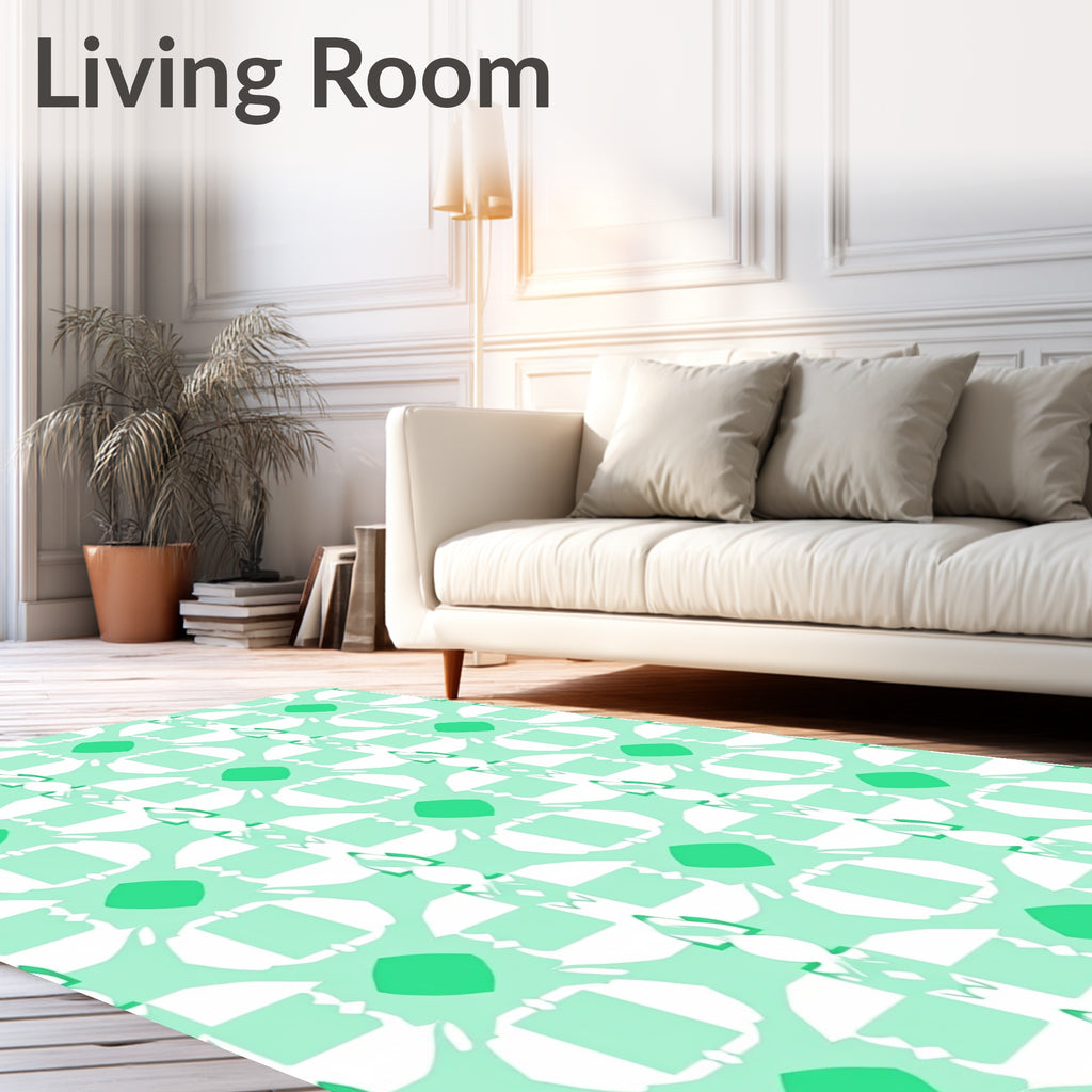 Mint Green Geometric Abstract Shape Rug