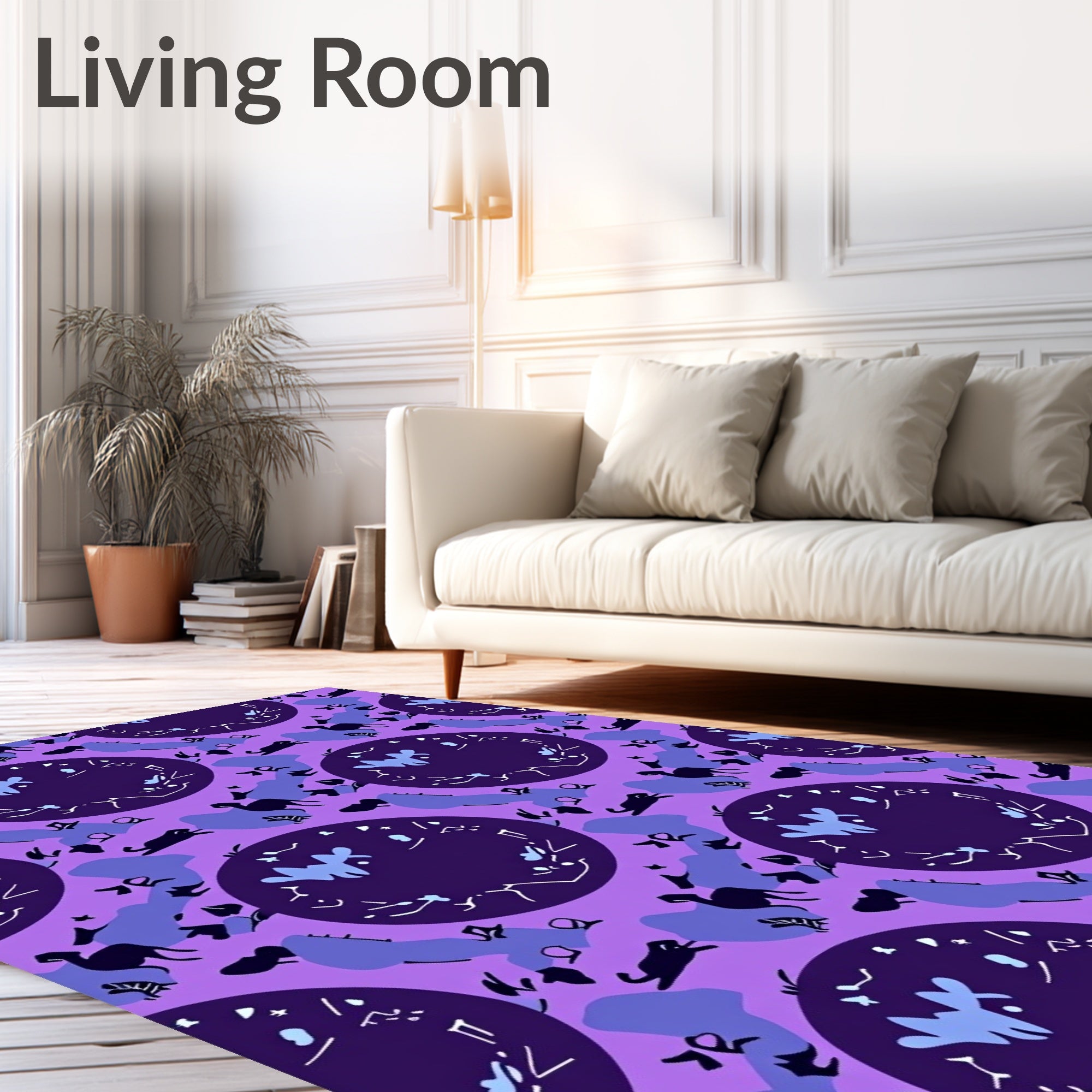 Purple Camel Silhouette Circular Arrangement Rug