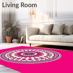 Vibrant Pink Floral Circular Mandala Rug