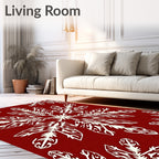 Crimson Snowflake Medallion Repeat Rug
