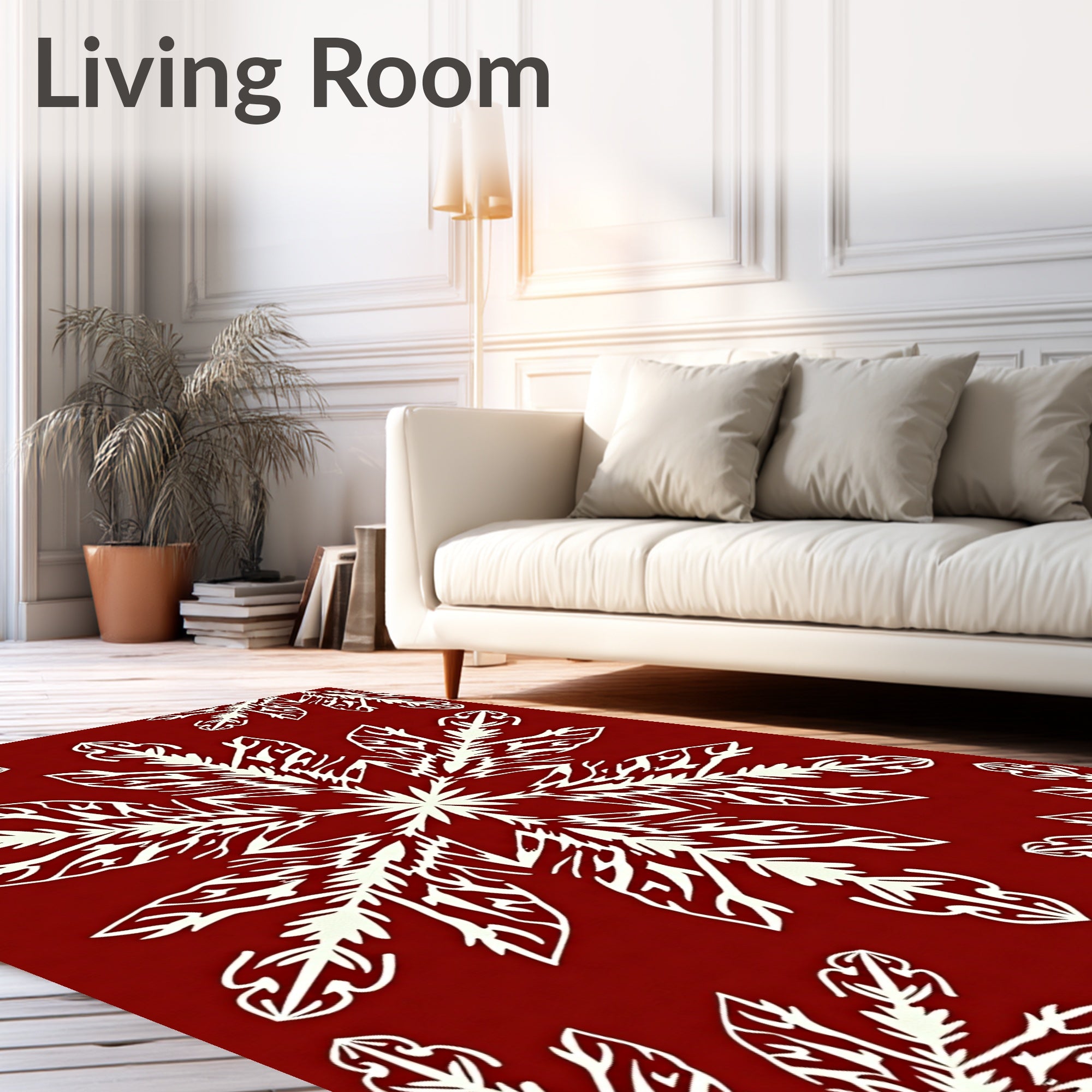 Crimson Snowflake Medallion Repeat Rug
