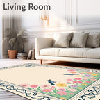 Spring Garden Birds Floral Frame Rug