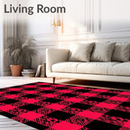 Crimson Black Buffalo Check Squares Rug