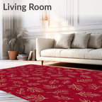 Scarlet Red Outline Floral Sprig Rug