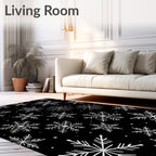 Winter White Snowflake Collage Rug