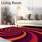Deep Red Orange Swirl Rug