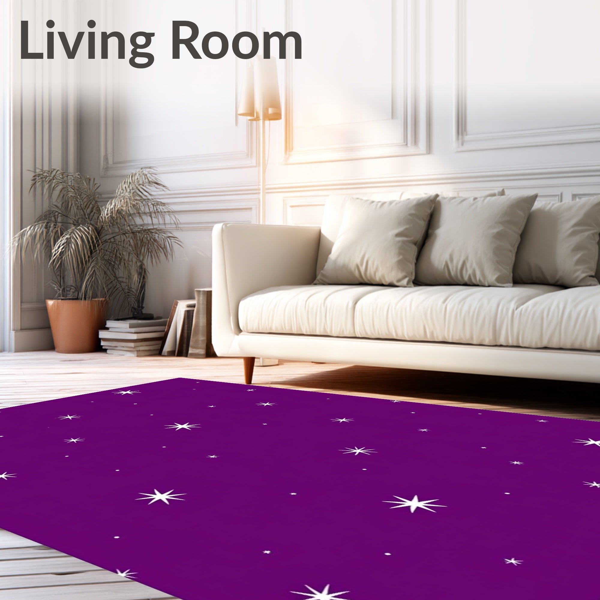 Purple Starry Night Scatter Rug