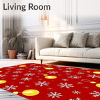 Red Snowflake Christmas Light Rug