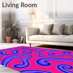 Retro Pink Blue Swirl Organic Rug