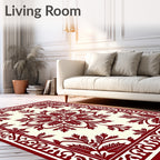 Burgundy Allover Floral Symmetry Rug