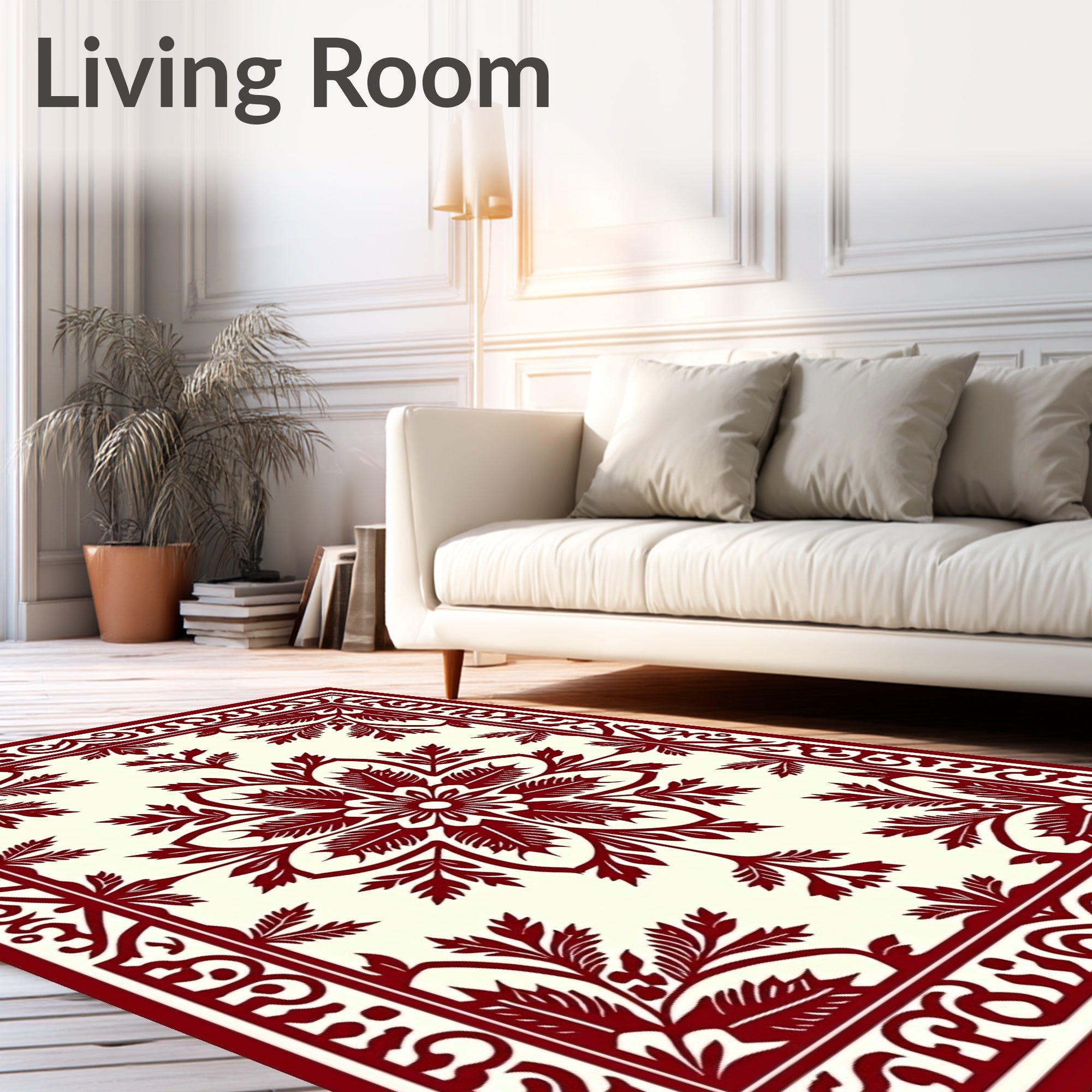 Burgundy Allover Floral Symmetry Rug