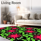Vibrant Pink And Lime Abstract Floral Rug