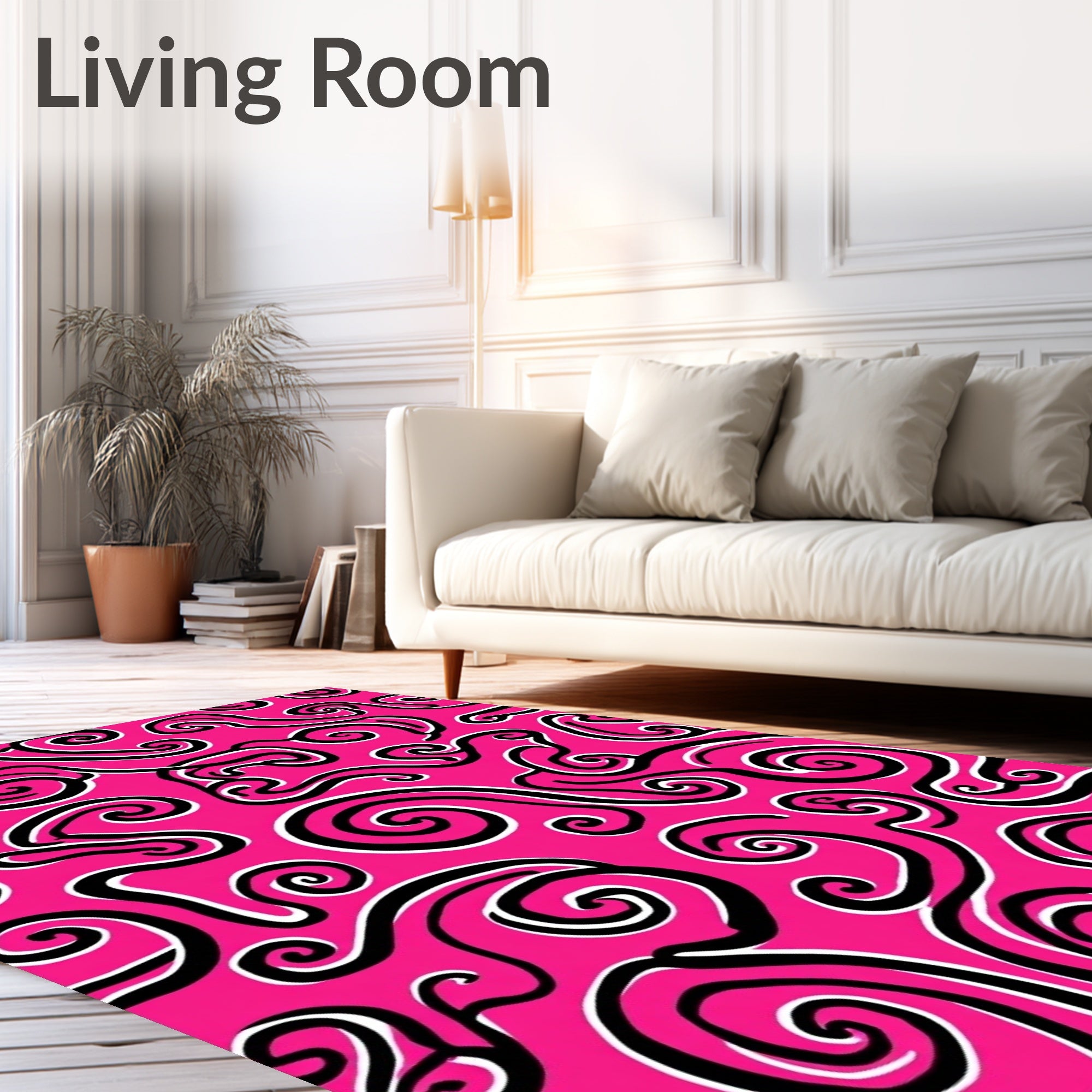 Vibrant Pink Swirl Abstract Rug