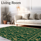 Emerald Gold Floral Damask Rug