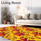 Vibrant Crimson Floral Swirl Garden Rug