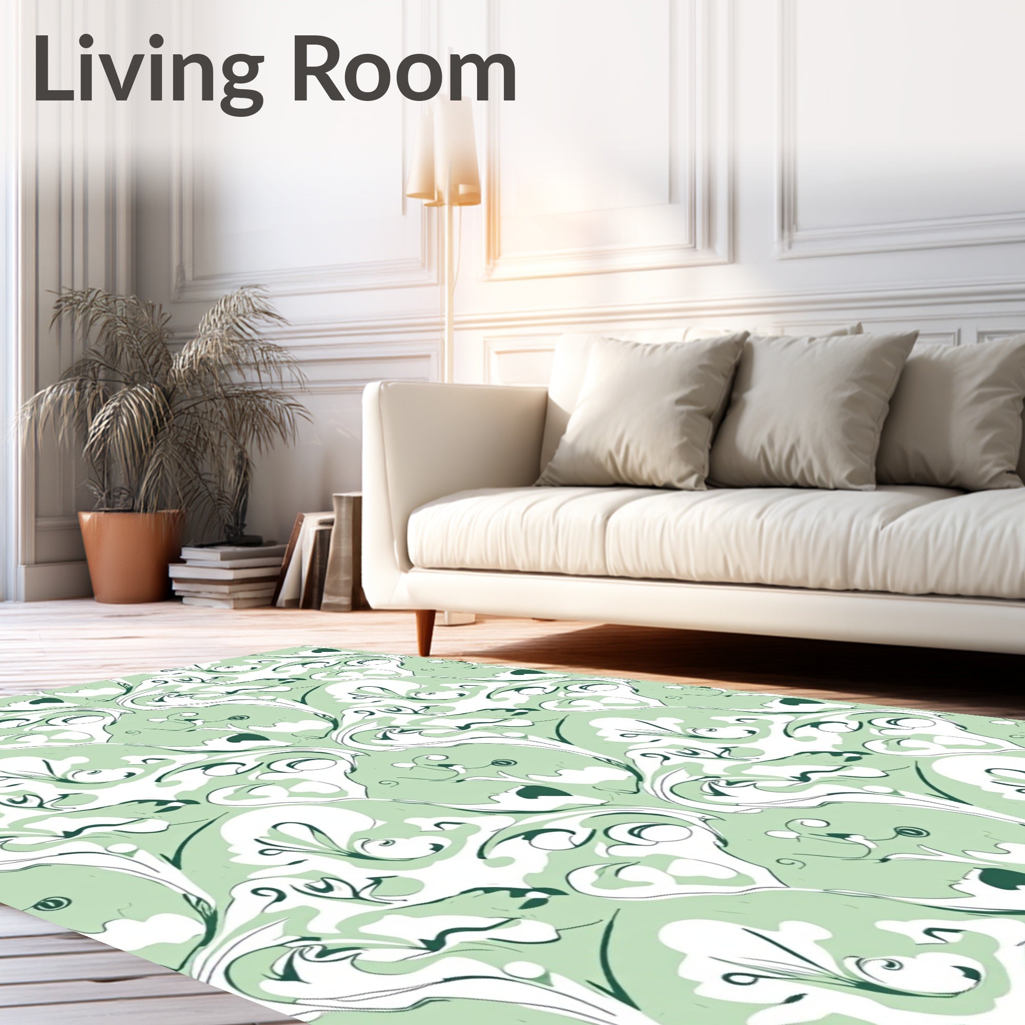Mint Green Floral Swirl Harmony Rug