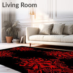 Crimson Red Elaborate Organic Motif Rug