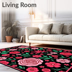 Bold Pink Floral Bloom Garden Rug